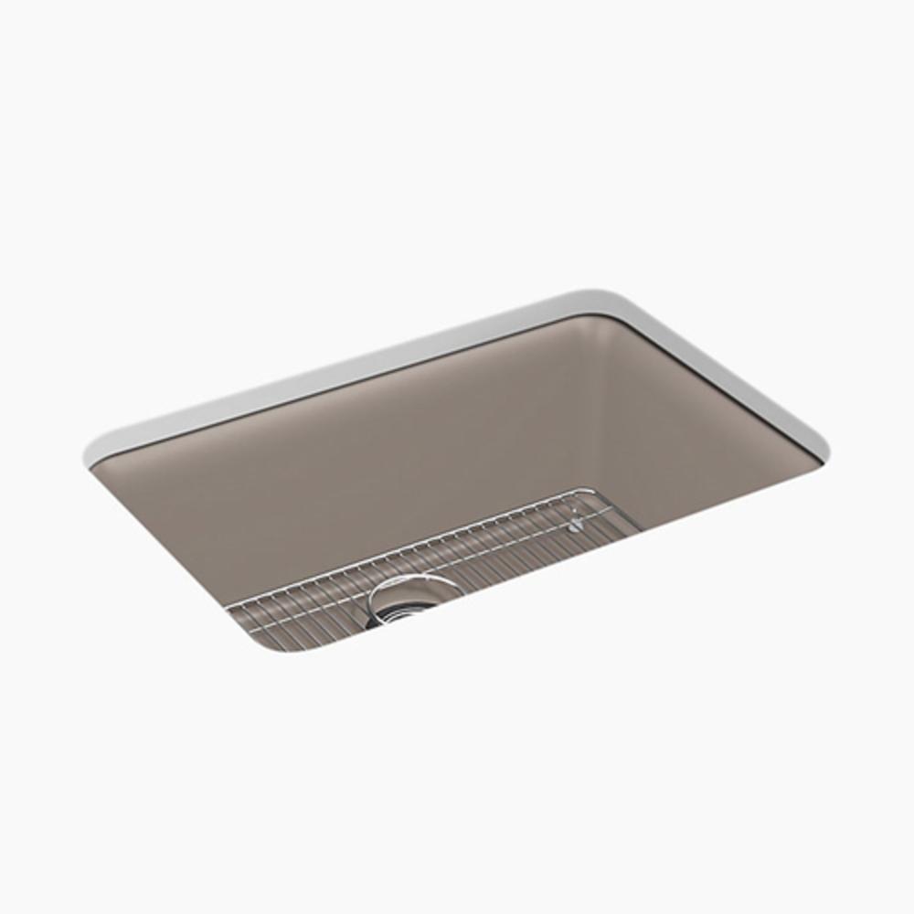 KOHLER Matte Toupe 27-1/2 x 18-5/16 in. No Hole Composite Single Bowl Undermount Kitchen Sink 