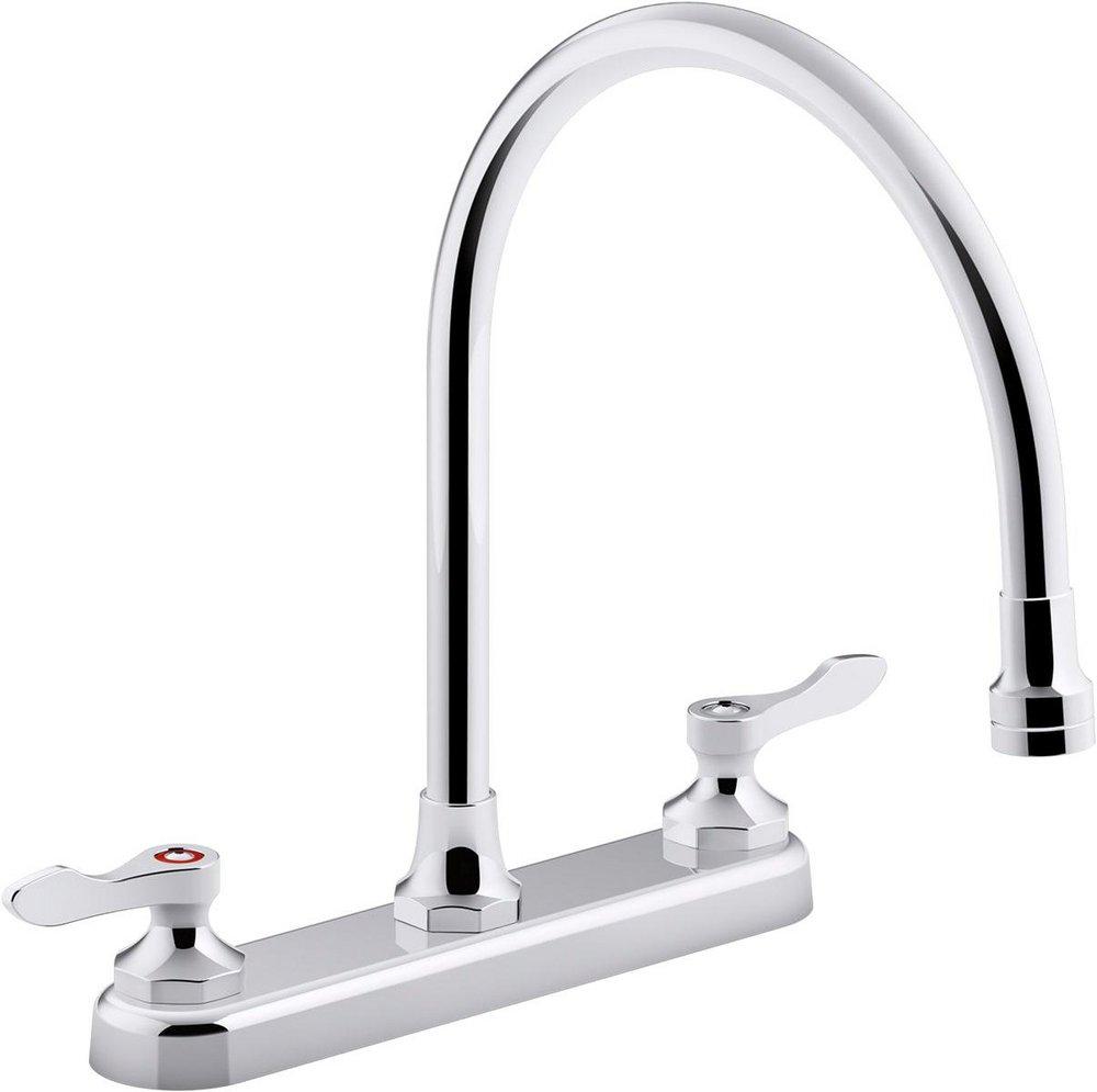 KOHLER Polished Chrome Two Handle Centerset Kitchen Faucet in Polished Chrome 