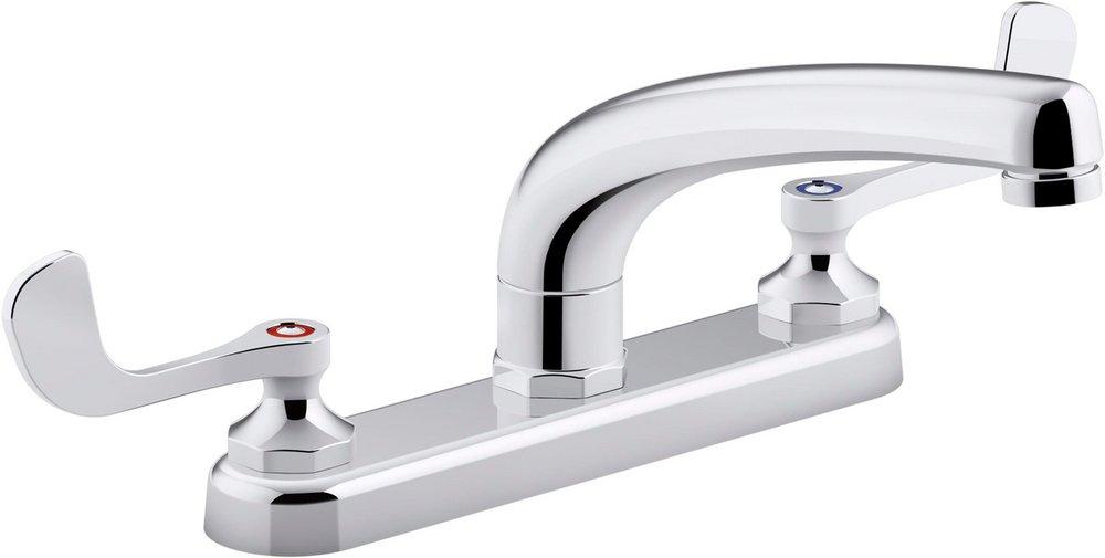 KOHLER Polished Chrome Two Handle Kitchen Faucet in Polished Chrome 
