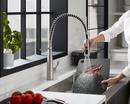 KOHLER Vibrant Stainless Single Handle Pull Down Semi-Professional Kitchen Faucet with Three-Function Spray, Magnetic Docking and MasterClean Technology 