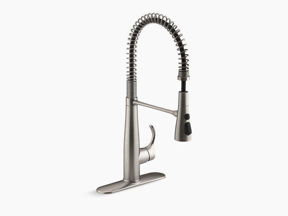 KOHLER Vibrant® Stainless Single Handle Pull Down Semi-Professional Kitchen Faucet with Three-Function Spray, Magnetic Docking and MasterClean Technology 