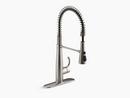 KOHLER Vibrant® Stainless Single Handle Pull Down Semi-Professional Kitchen Faucet with Three-Function Spray, Magnetic Docking and MasterClean Technology 