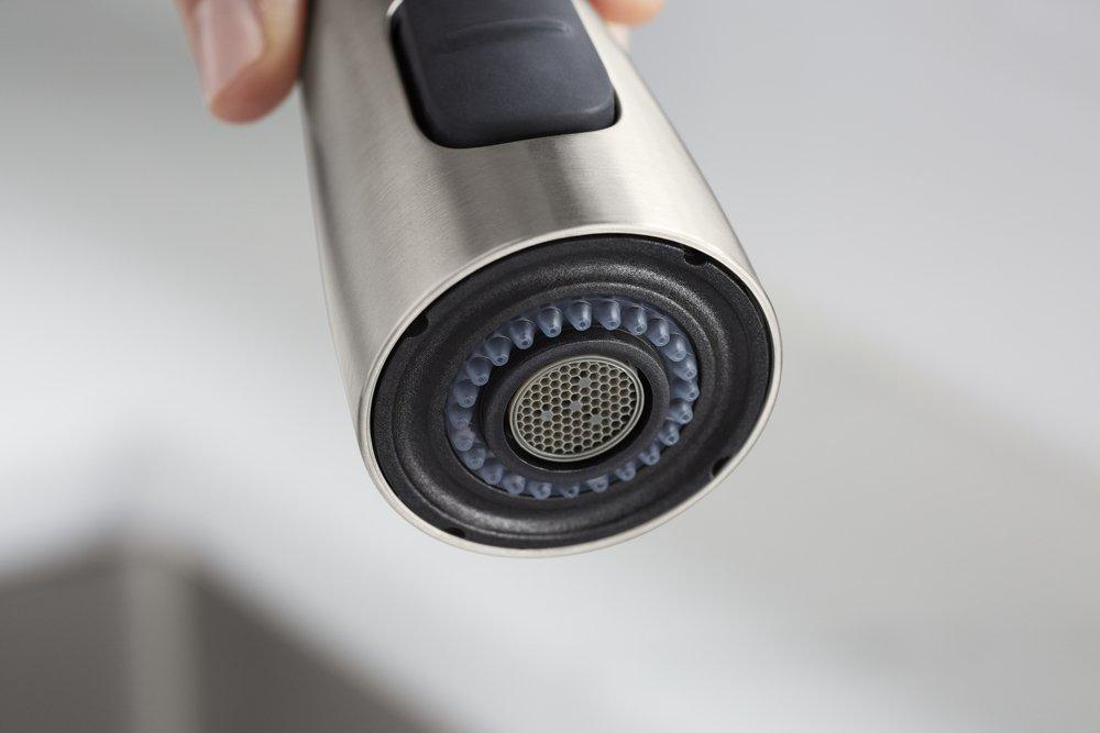 KOHLER Vibrant® Stainless Single Handle Pull Down Semi-Professional Kitchen Faucet with Three-Function Spray, Magnetic Docking and MasterClean Technology 