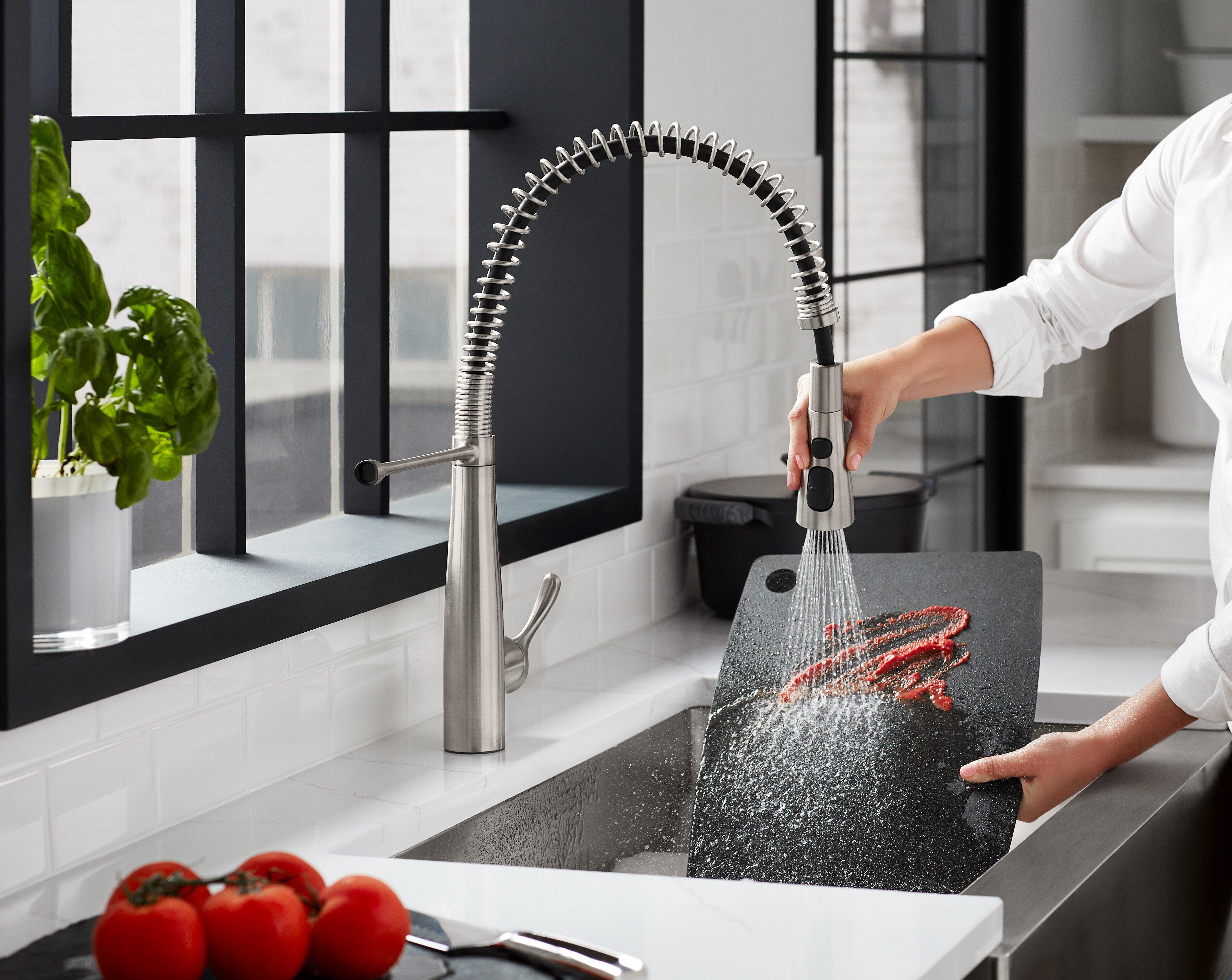 KOHLER Vibrant Stainless Single Handle Pull Down Kitchen Faucet 