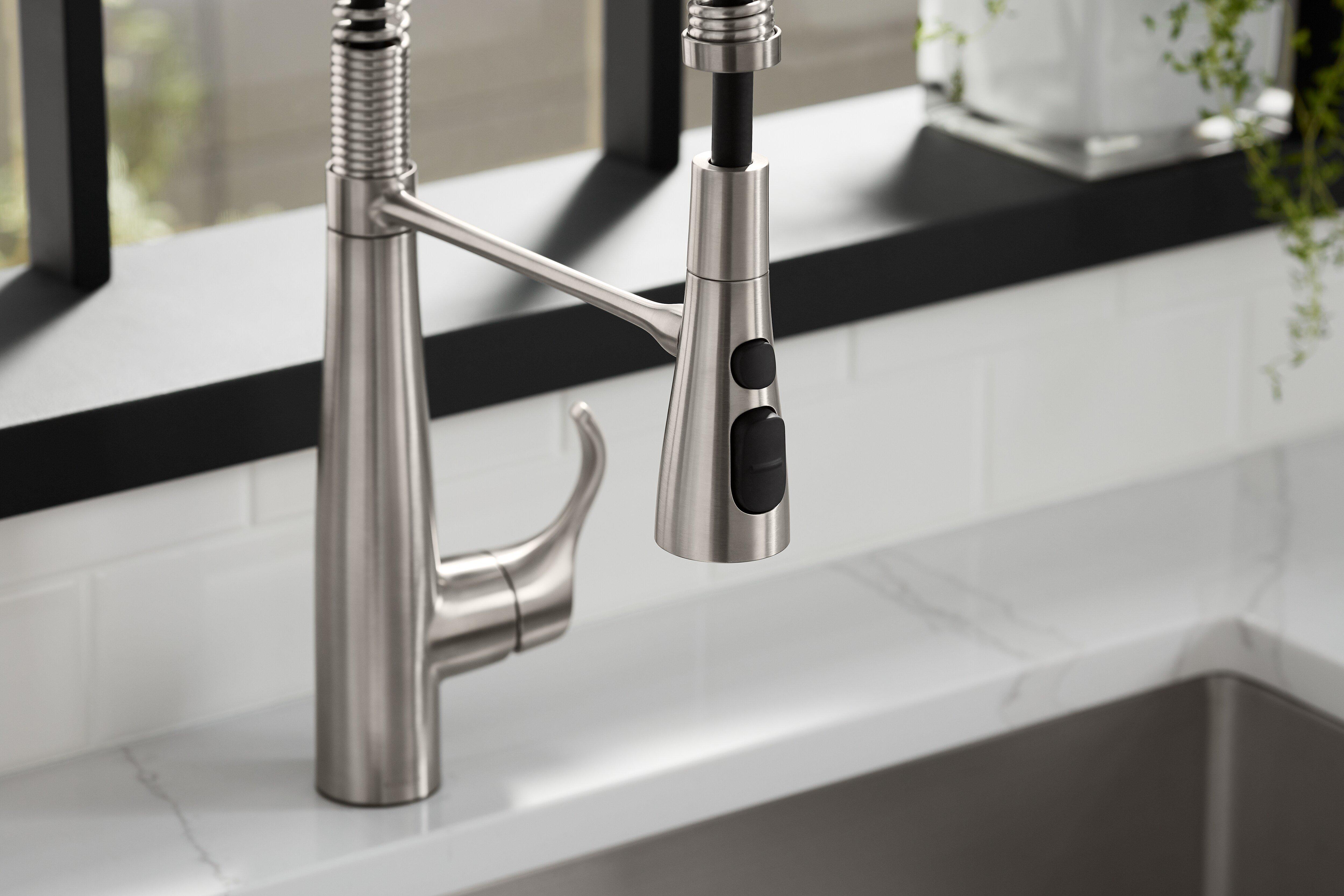 KOHLER Vibrant Stainless Single Handle Pull Down Kitchen Faucet 