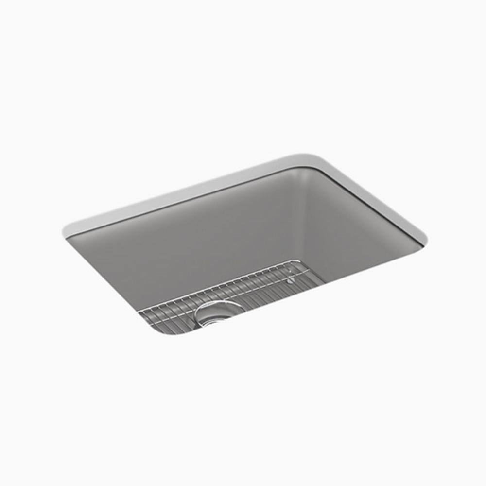 KOHLER Matte Grey 24-1/2 x 18-5/16 in. No Hole Composite Single Bowl Undermount Kitchen Sink 