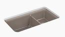 KOHLER Matte Toupe 33-1/2 x 18-5/16 in. No-Hole Composite Double Bowl Undermount Kitchen Sink 