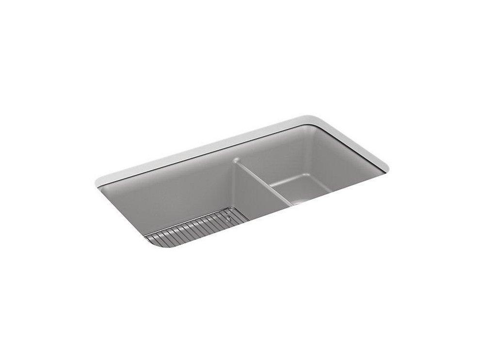 Kohler K-8204 Cairn 33-1/2 Undermount Double-Bowl Kitchen Sink - Matte Graphite