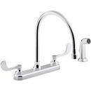 KOHLER Polished Chrome Two Handle Centerset Kitchen Faucet in Polished Chrome 