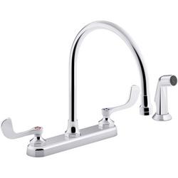 Two Handle Kitchen Faucet with Side Spray in Polished Chrome