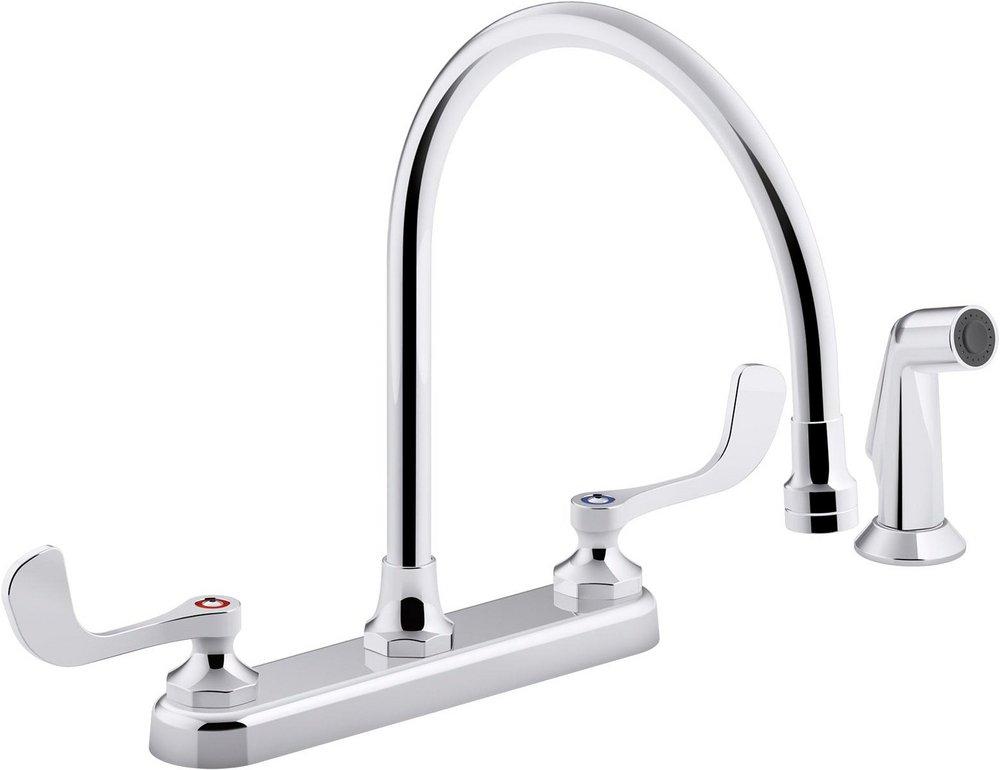 KOHLER Polished Chrome Two Handle Centerset Kitchen Faucet in Polished Chrome 