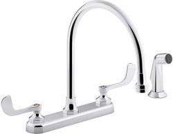 Two Handle Kitchen Faucet with Side Spray in Polished Chrome