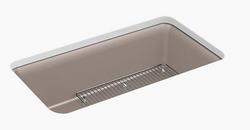 33-1/2 in. Undermount Neoroc Single Bowl Kitchen Sink in Matte Taupe
