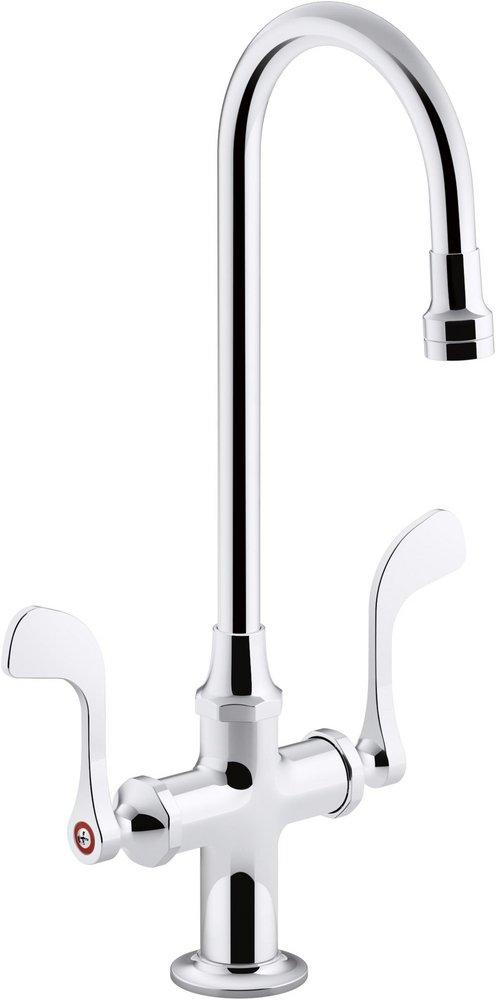 KOHLER Polished Chrome Two Handle Monoblock Bathroom Sink Faucet in Polished Chrome Wristblade Handle 