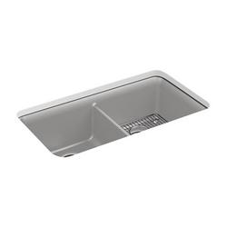 33-1/2 in. Undermount Neoroc Double Bowl Kitchen Sink in Matte Grey