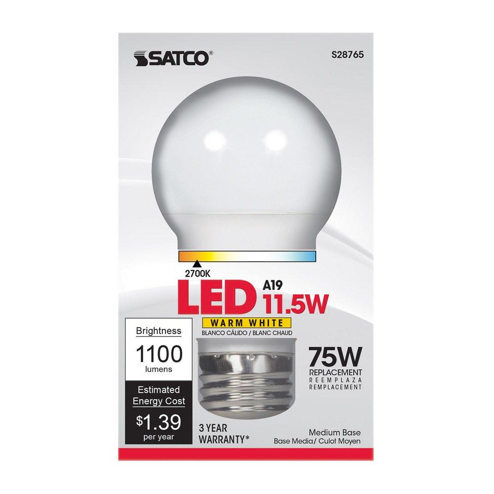 SATCO Soft White 11.5W A19 Medium E-26 1100 Lumens LED Light Bulb 