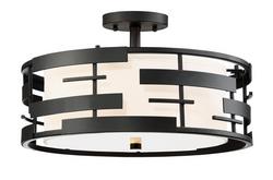 16 in. 100W 3-Light Medium E-26 Incandescent Flush Mount Ceiling Fixture in Midnight Bronze