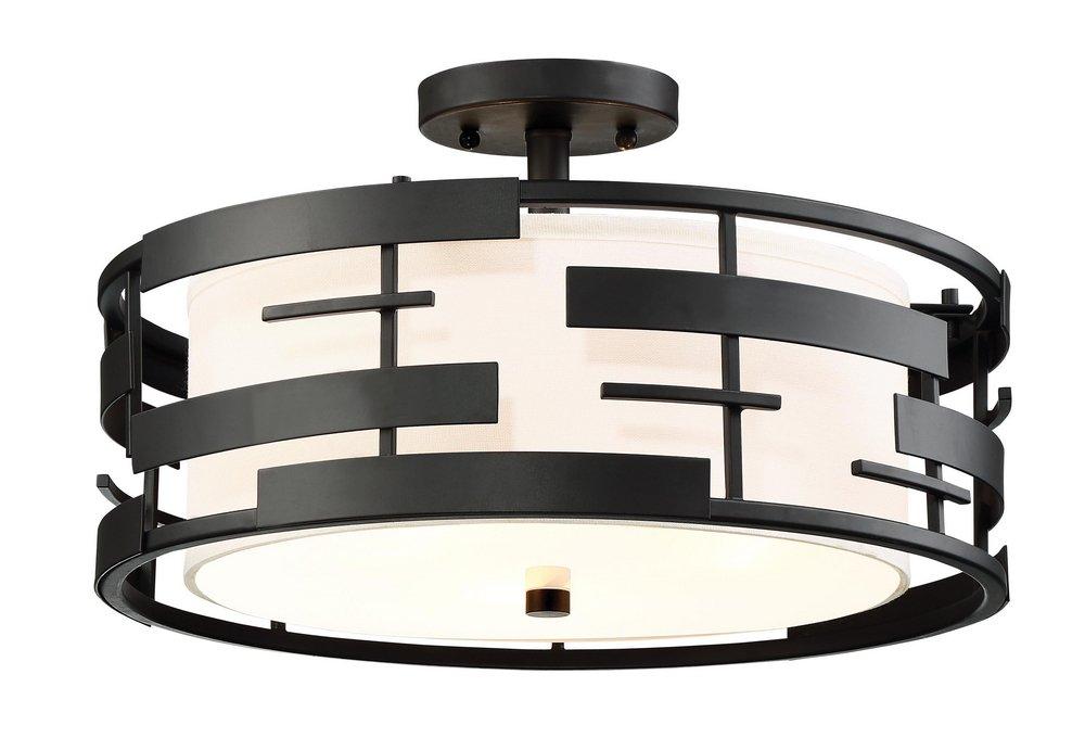 NUVO Textured Black 16 in. 100W 3-Light Medium E-26 Incandescent Flush Mount Ceiling Fixture 