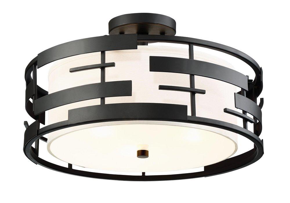 NUVO Textured Black 16 in. 100W 3-Light Medium E-26 Incandescent Flush Mount Ceiling Fixture 