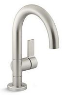 Deck Mount Bathroom Sink Faucet with Single Lever Handle and Gooseneck Spout in Brushed Nickel