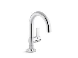 Single Handle Monoblock Bathroom Sink Faucet in Nickel Silver