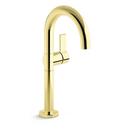 Single Handle Vessel Filler Bathroom Sink Faucet in Unlacquered Brass