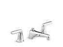 Deck Mount Widespread Bathroom Sink Faucet with Double Lever Handle in Polished Chrome