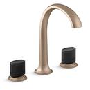 Deck Mount Widespread Bathroom Sink Faucet with Double Knob Handle, Arch Spout in Blush Bronze