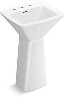 22-1/2 in. Rectangular Stone Pedestal Bathroom Sink in Stucco White