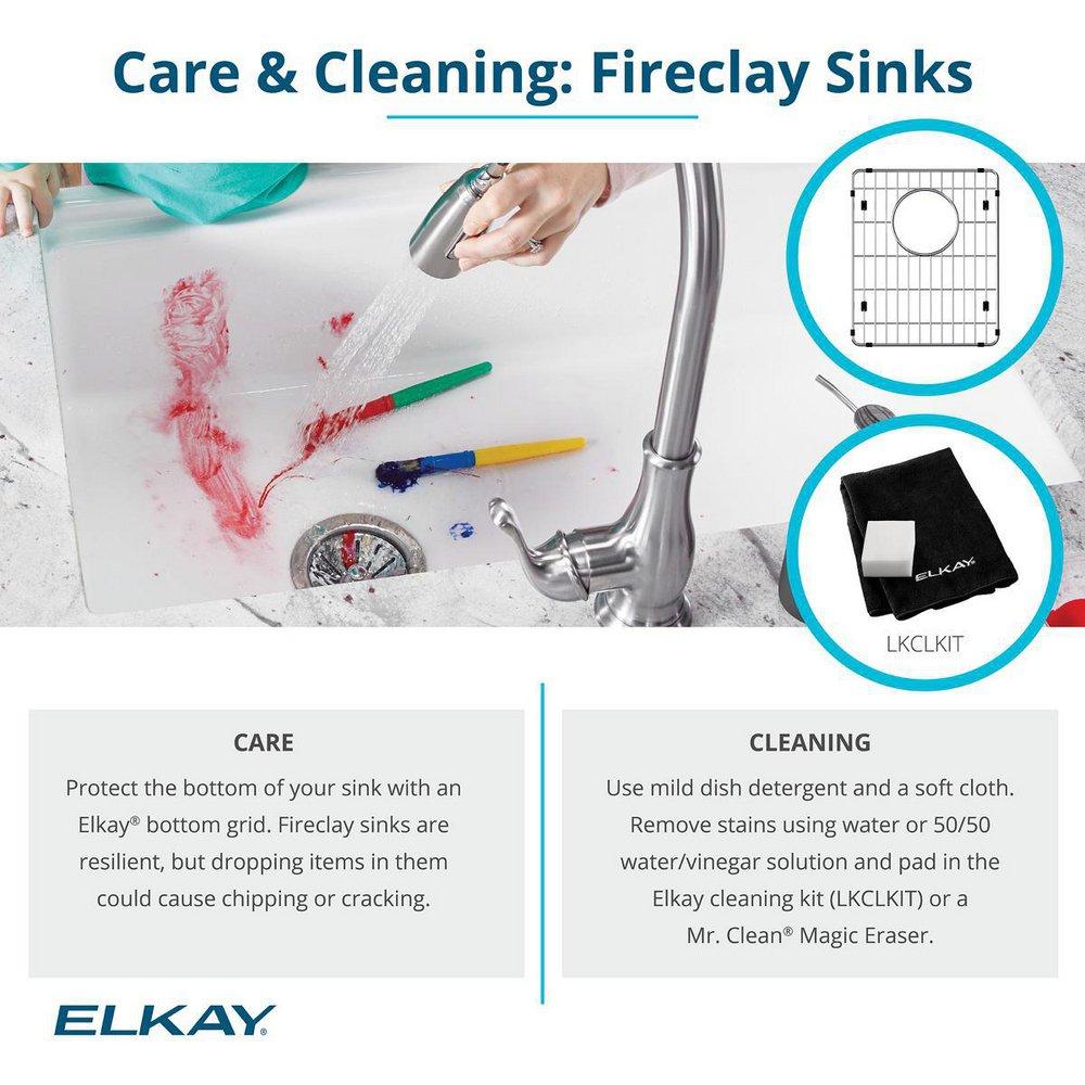 Elkay White 24-3/8 x 19-5/8 in. Fireclay Single Bowl Farmhouse Kitchen Sink 