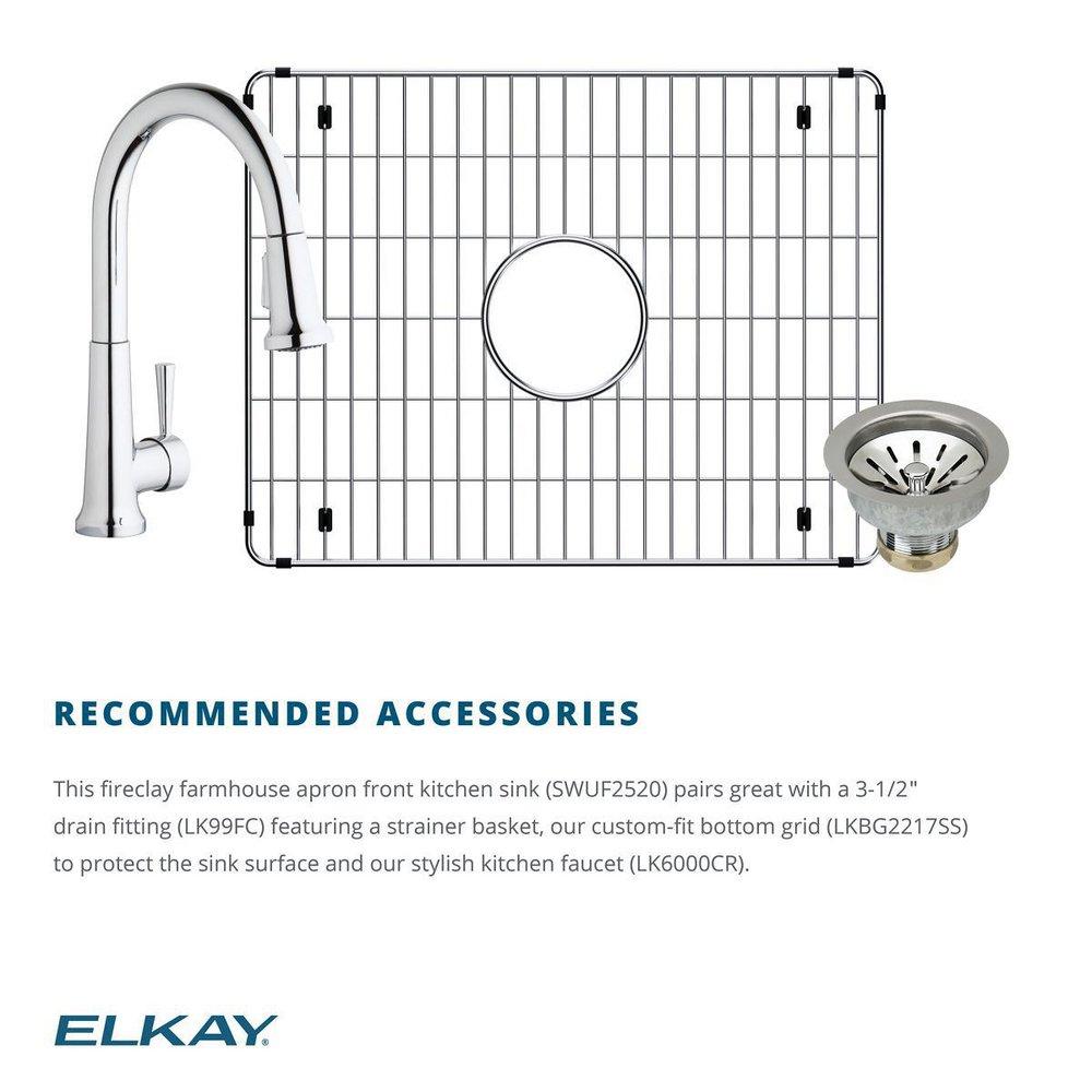 Elkay White 24-3/8 x 19-5/8 in. Fireclay Single Bowl Farmhouse Kitchen Sink 