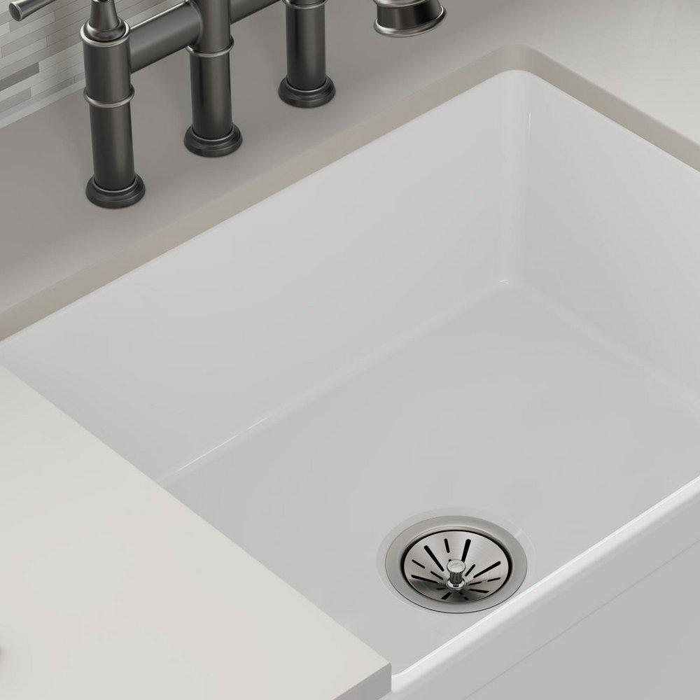 Elkay White 24-3/8 x 19-5/8 in. Fireclay Single Bowl Farmhouse Kitchen Sink 
