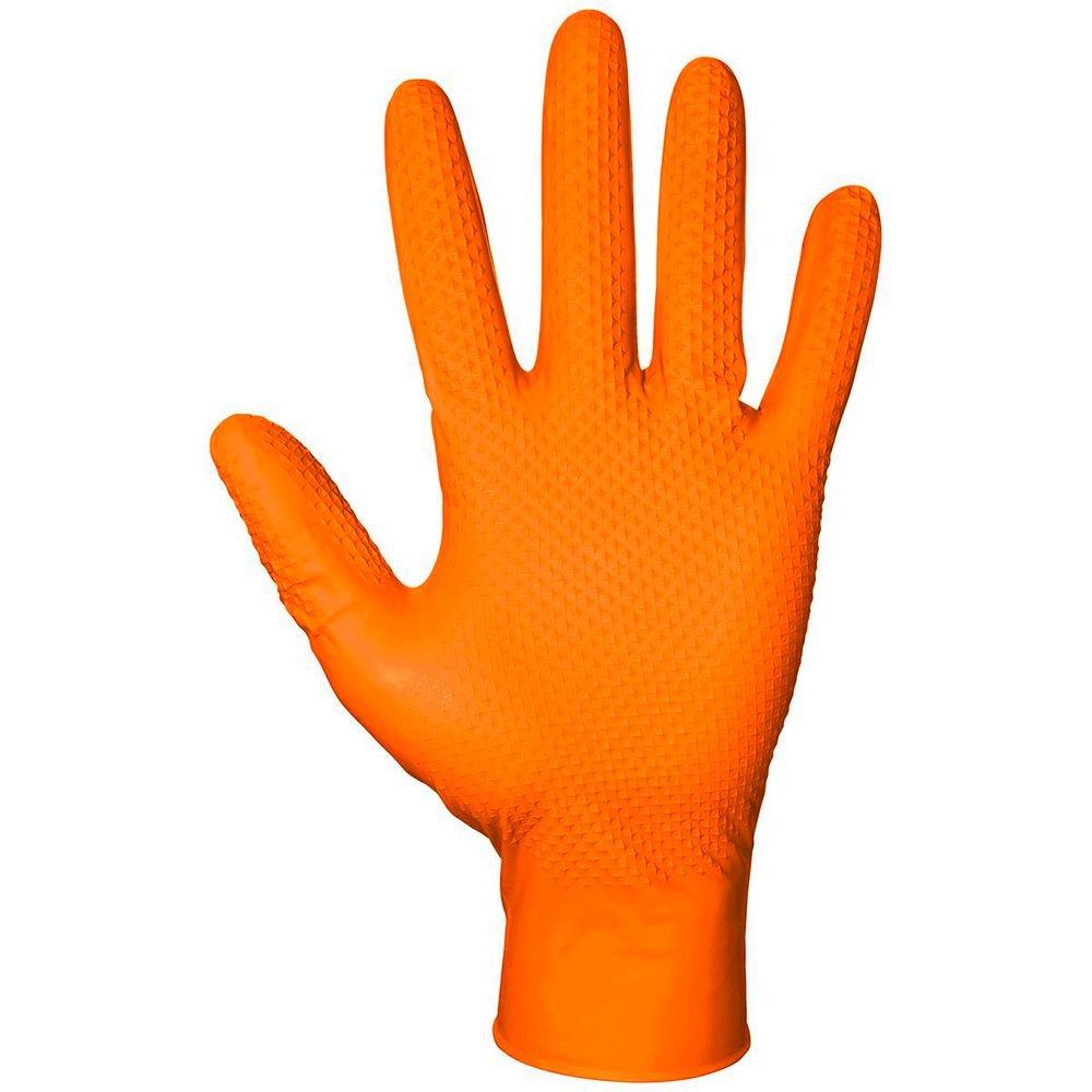SAS Safety Hi-Visibility Orange 7 mil Powder Free Rubber Disposable Glove in Hi-Visibility Orange (Pack of 100) 