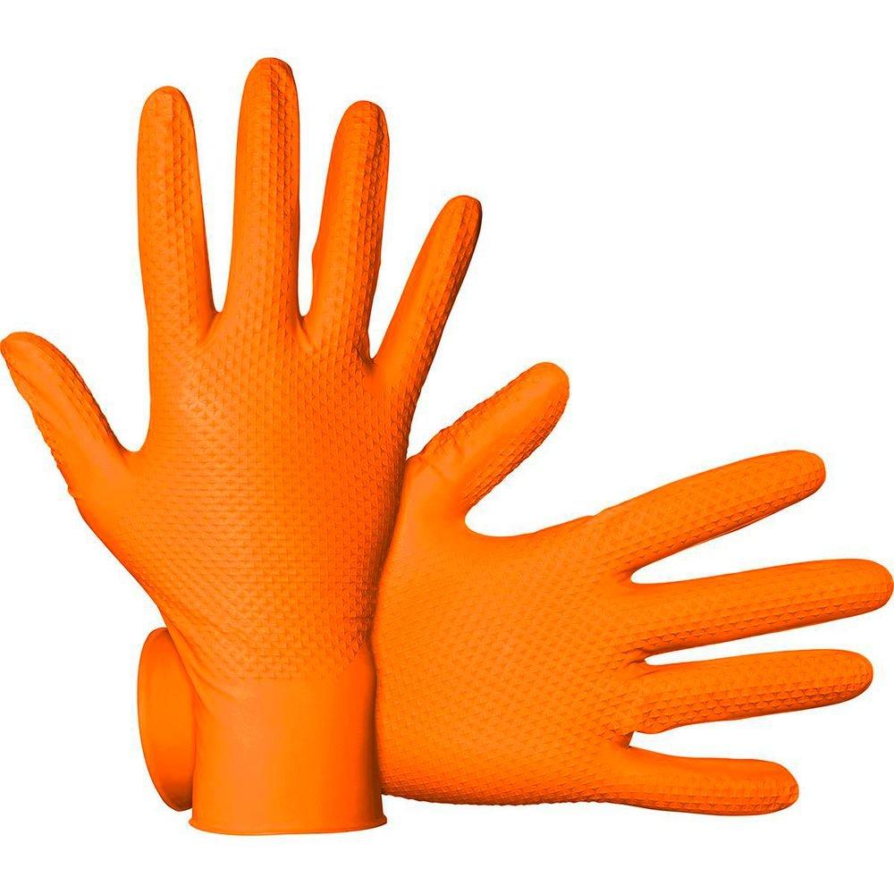 SAS Safety Hi-Visibility Orange 7 mil Powder Free Rubber Disposable Glove in Hi-Visibility Orange (Pack of 100) 
