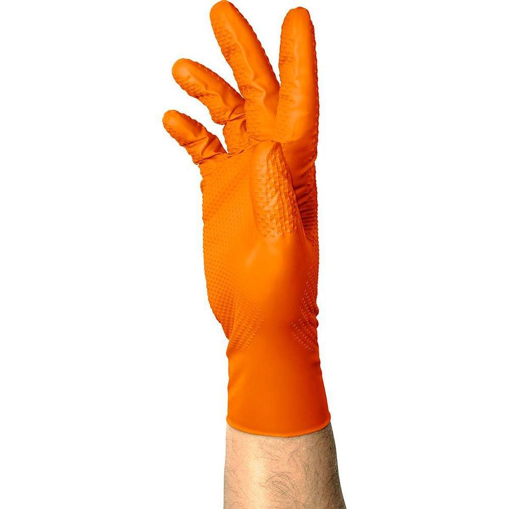 SAS Safety Hi-Visibility Orange 7 mil Powder Free Rubber Disposable Glove in Hi-Visibility Orange (Pack of 100) 