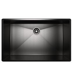 31-1/2 in. Dual Mount Stainless Steel Single Bowl Kitchen Sink in Black Stainless Steel