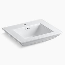 24-1/2 in. Pedestal or Console Rectangular Fireclay Bathroom Sink in White