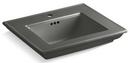 24-1/2 x 20-3/4 in. 1 Hole 1-Bowl Pedestal or Console Mount Fireclay Rectangular Bathroom Sink in Thunder™ Grey