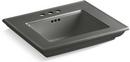 KOHLER Thunder™ Grey 24-1/2 x 20-3/4 in. 3 Hole 1-Bowl Pedestal or Console Mount Fireclay Rectangular Bathroom Sink