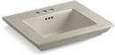 KOHLER Sandbar 24-1/2 x 20-3/4 in. 3 Hole 1-Bowl Pedestal or Console Mount Fireclay Rectangular Bathroom Sink