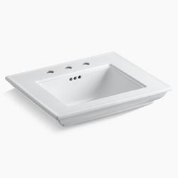 24-1/2 in. Pedestal or Console Rectangular Fireclay Bathroom Sink in White