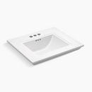 KOHLER White 24-1/2 x 20-3/4 in. 3 Hole 1-Bowl Pedestal or Console Mount Fireclay Rectangular Bathroom Sink