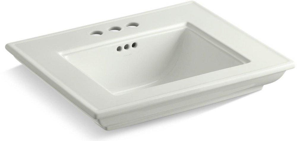 KOHLER Dune 24-1/2 x 20-3/4 in. 3 Hole 1-Bowl Pedestal or Console Mount Fireclay Rectangular Bathroom Sink 