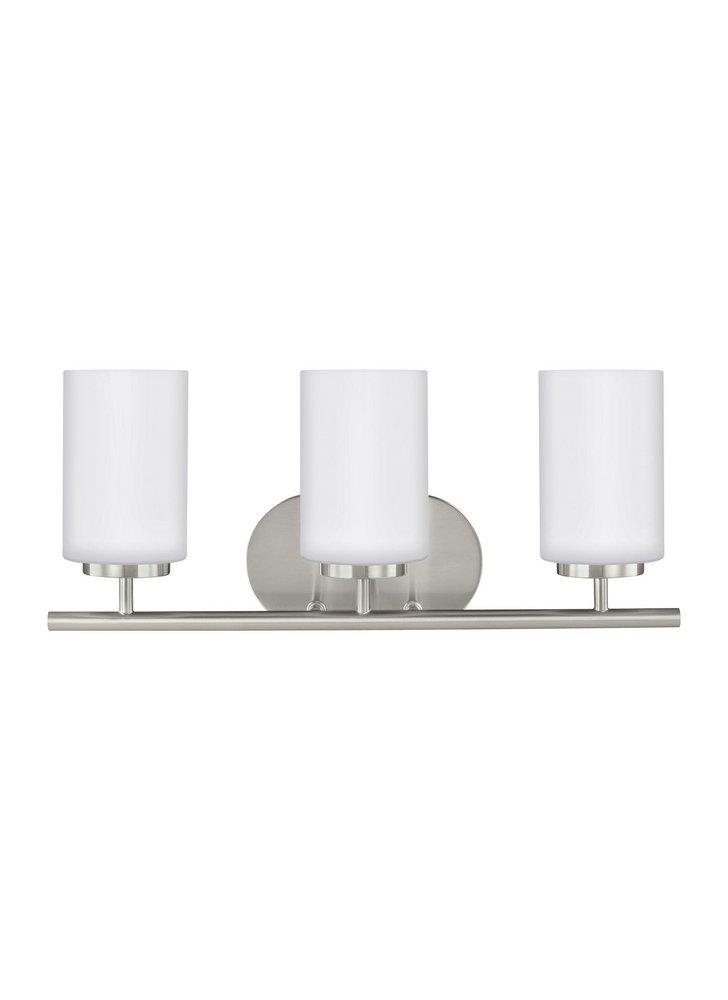 Visual Comfort & Co. Generation Lighting Brushed Nickel 100W 3-Light Medium E-26 Base Incandescent Wall or Bath Sconce 