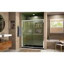 DreamLine Chrome/Black 74-3/4 x 60 in. Semi-Framed Sliding Shower Door with Base Kit 