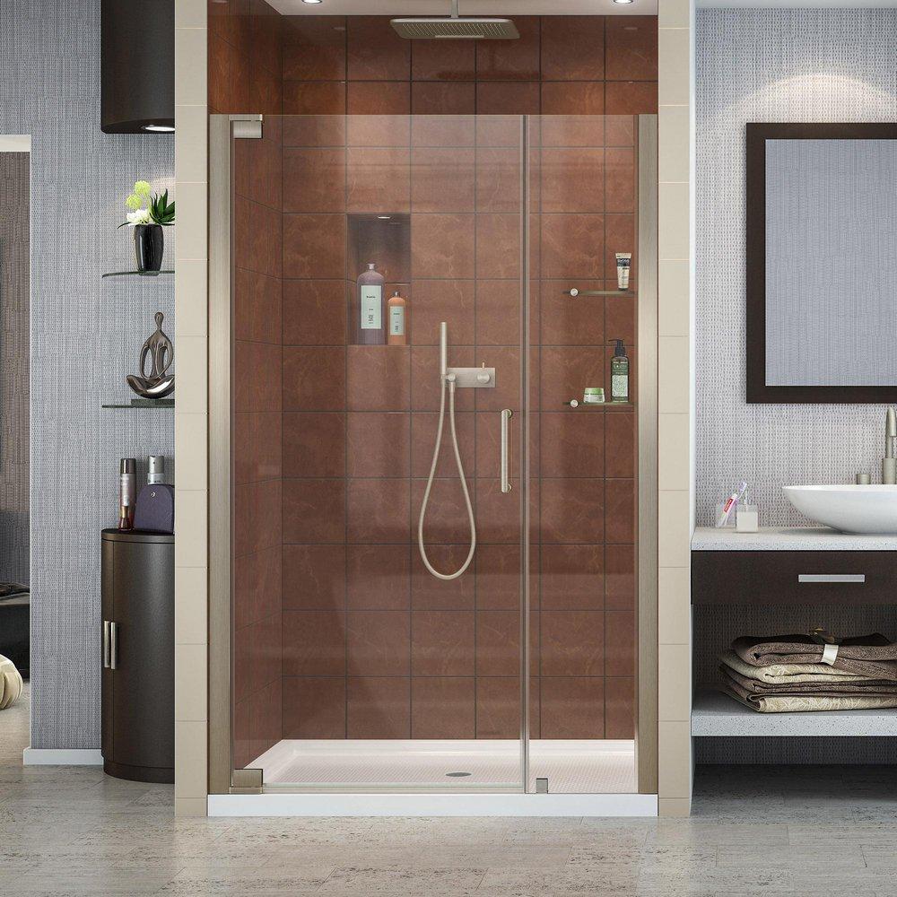 DreamLine Brushed Nickel 72 x 44-1/2 in. Frameless Pivot Shower Door 