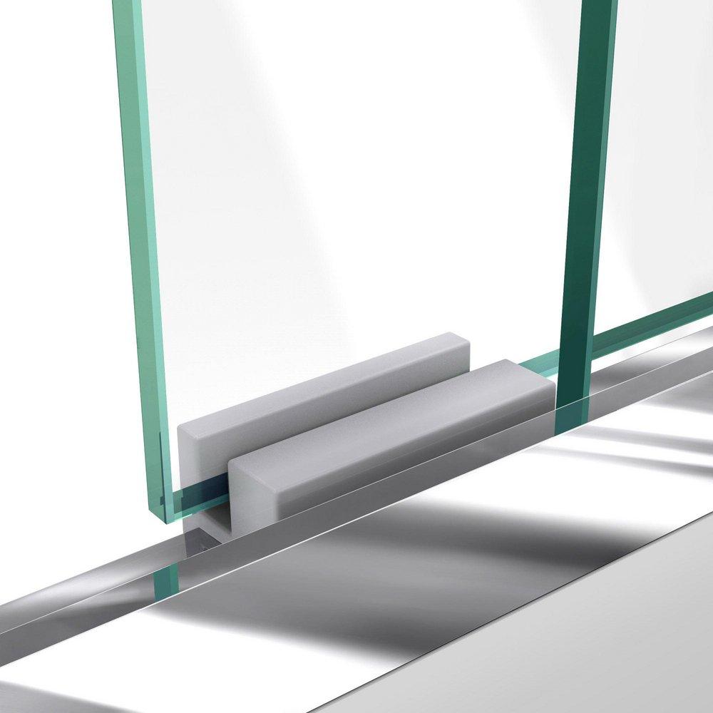 DreamLine Chrome/White 74-3/4 x 60 in. Semi-Framed Sliding Shower Door with Base Kit 
