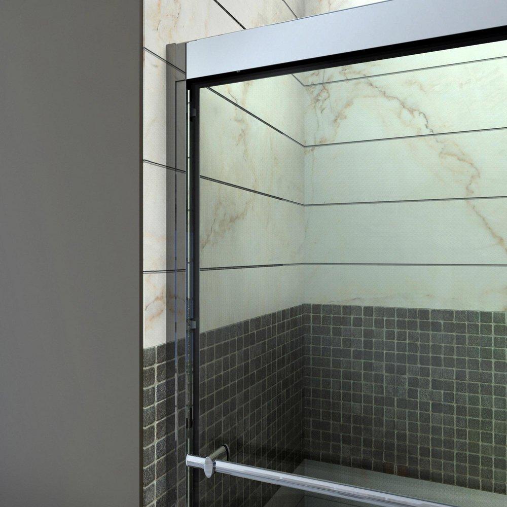 DreamLine Chrome/White 74-3/4 x 60 in. Semi-Framed Sliding Shower Door with Base Kit 