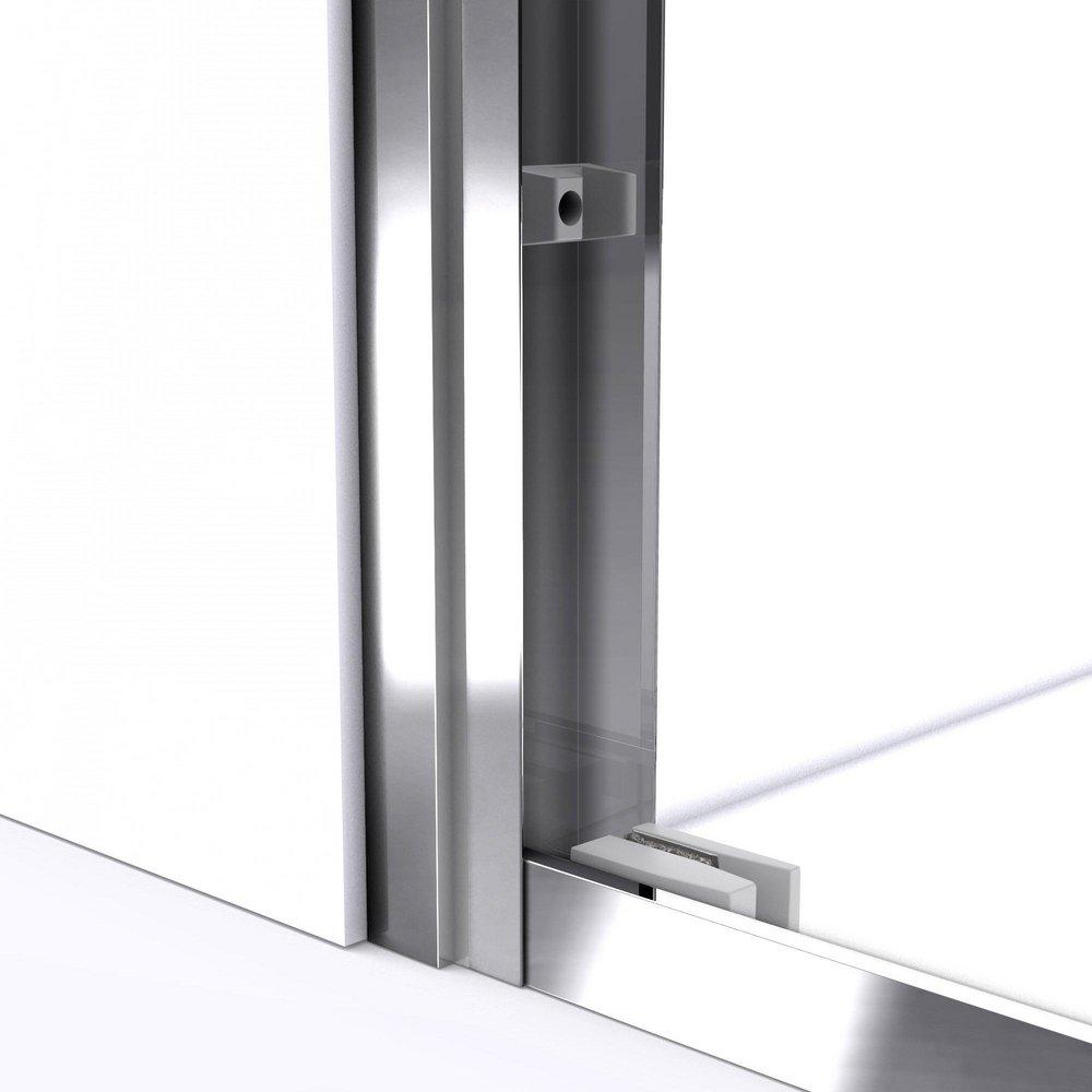 DreamLine Chrome/White 74-3/4 x 60 in. Semi-Framed Sliding Shower Door with Base Kit 