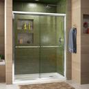 DreamLine Chrome/White 74-3/4 x 60 in. Semi-Framed Sliding Shower Door with Base Kit 